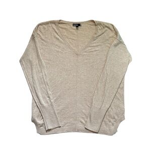 Valette V-Neck Sweater in Heather Beige Lightweight Slouchy Neutral Minimalist L